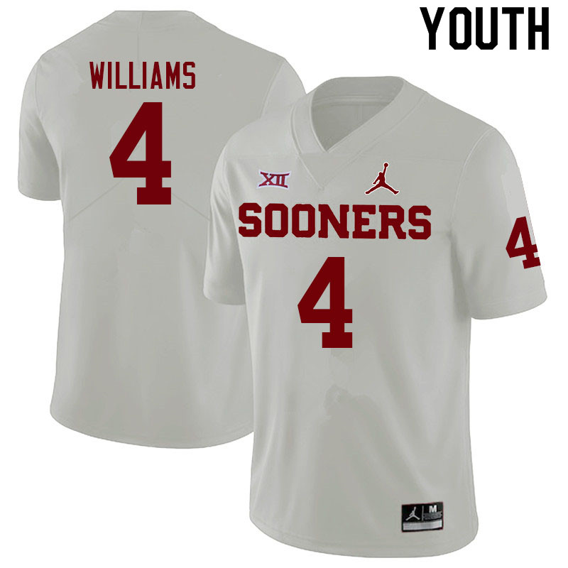 Youth #4 Mario Williams Oklahoma Sooners College Football Jerseys Sale-White - Click Image to Close